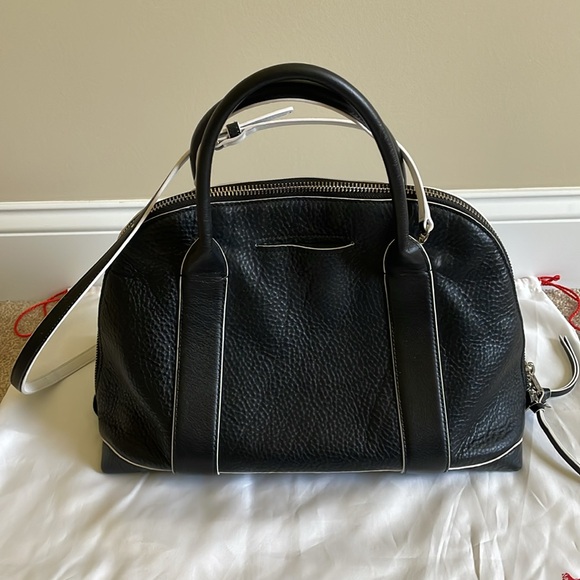 Coach Bleecker Edgepaint Leather Preston Satchel 30165 Silver/Black/White - Picture 5 of 14